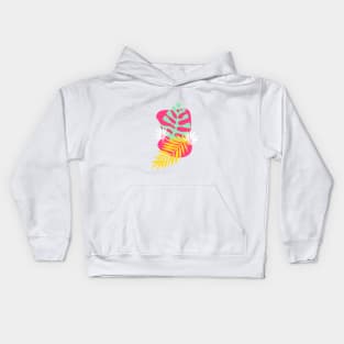 Tropical Palms - Pink Kids Hoodie